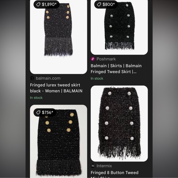 Balmain Fringed Tweed Skirt